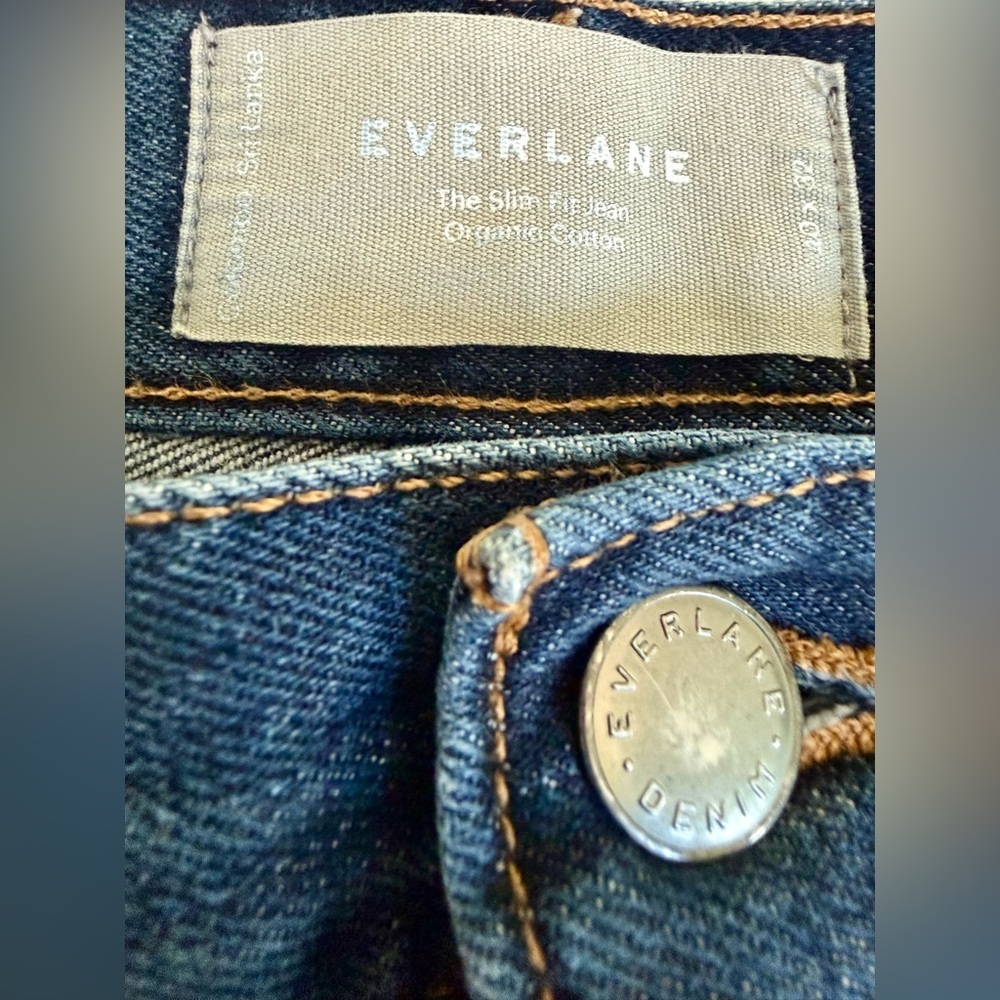 EUC👖Everlane Slim Fit Jeans 40x32 Dark Wash Organic Cotton Denim Sustainable - Picture 3 of 11